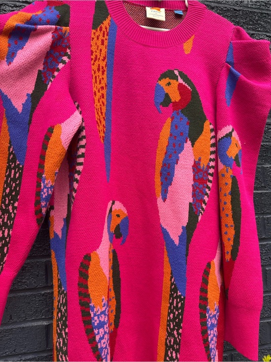 FARM Rio Sweaters - FARM RIO for anthropology sweater dress  Parrot Intarsia  - Hot Pink